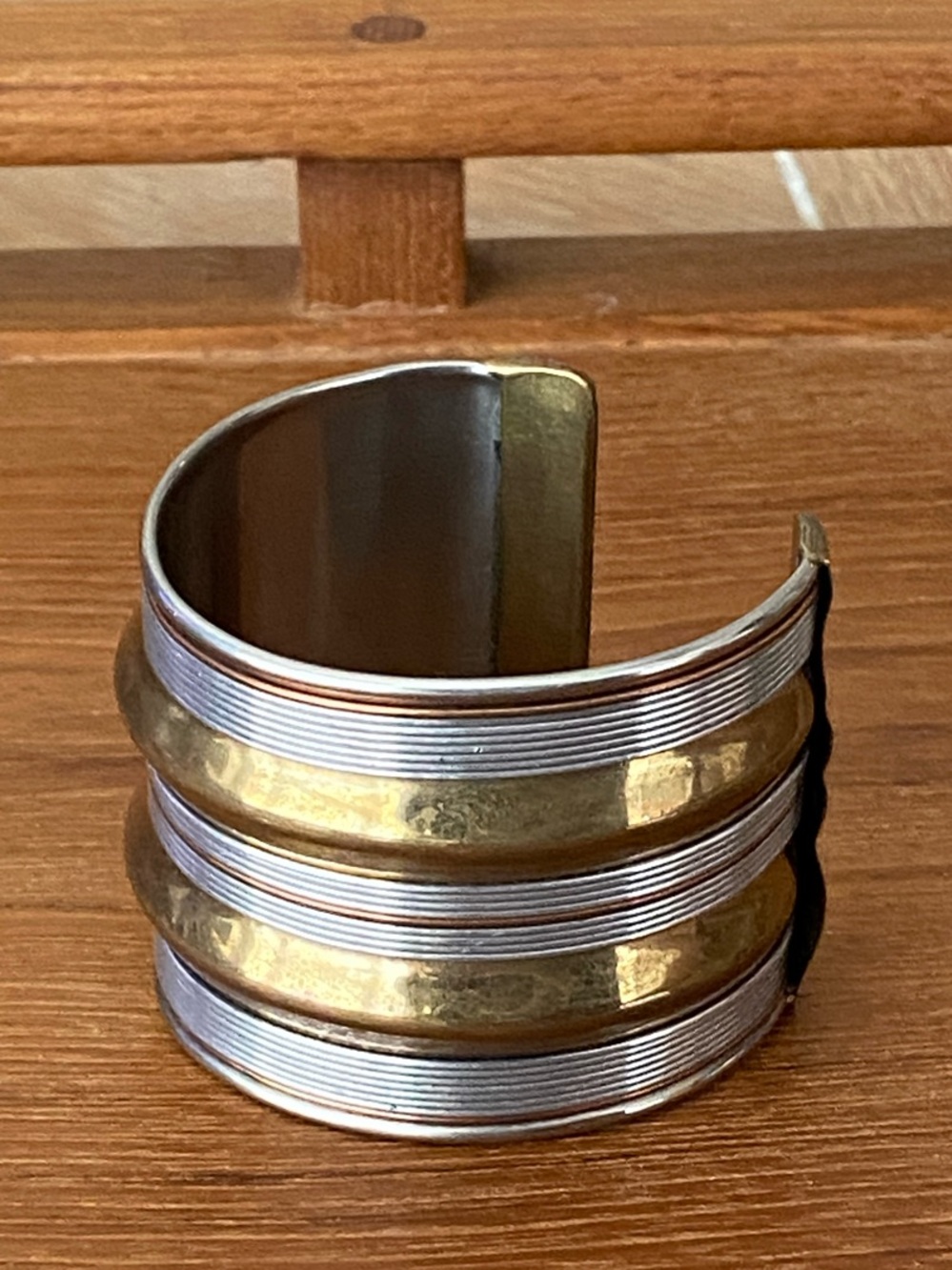 Wide Mixed-Metal Cuff Bracelet - Gold and Silver Tones
